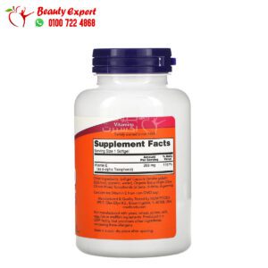 مكونات NOW Foods, E-400 with Mixed Tocopherols, 268 mg 