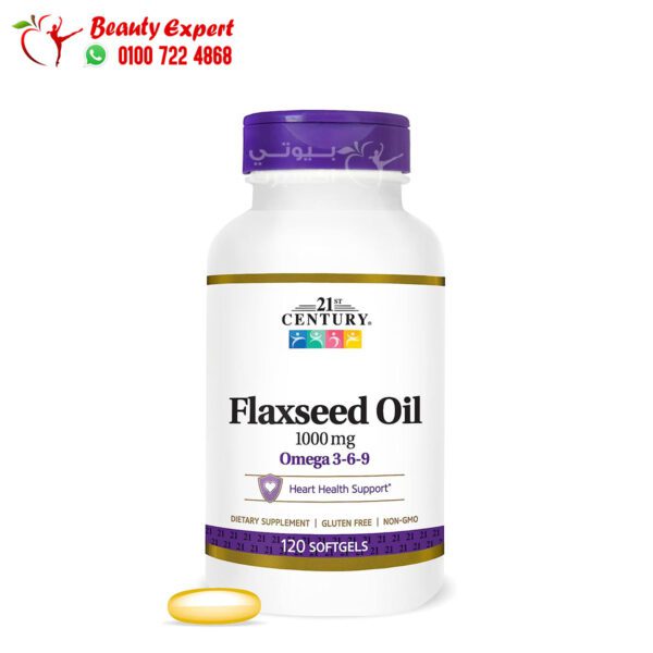 كبسولات زيت بذور الكتان سينشري 21 1000 مجم 120 كبسولة هلامية 21st Century Flaxseed Oil 1000 mg