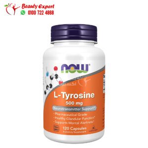 مكمل تيروسين 500 ملجم لدعم الجهاز العصبي NOW Foods L-Tyrosine 120 كبسولة