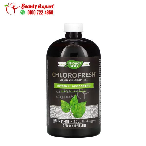 مكمل الكلوروفيل السائل كلوروفريش بنكهة النعناع ناتشرز واي 132 ملجم (473.2 مل) Nature's Way Chlorofresh Liquid Chlorophyll Mint 132 mg