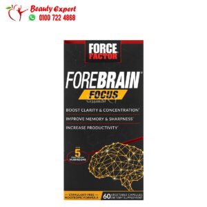 كبسولات لزيادة التركيز فورس فيكتور 60 كبسولة نباتية Force Factor Forebrain Focus