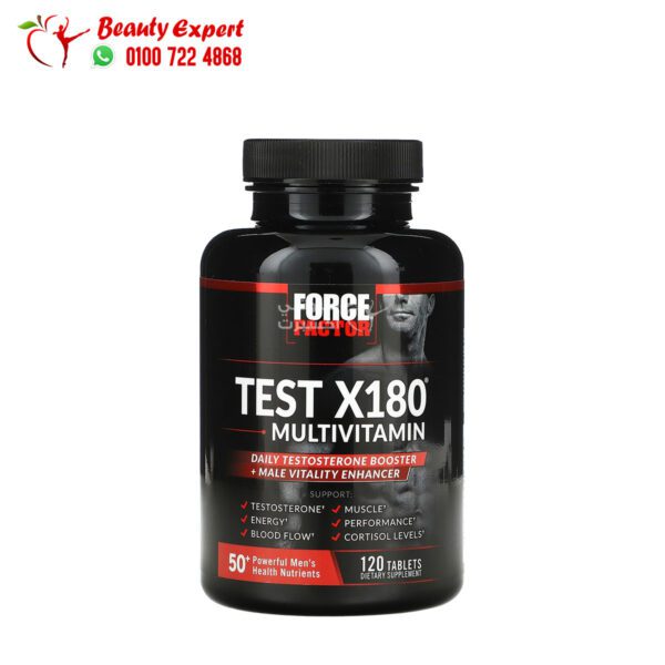 اقراص تيست اكس 180 معزز للتستوستيرون فورس فاكتور 120 قرصًا Force Factor Test X180 Multivitamin + Testosterone Booster