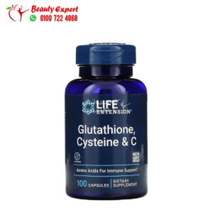 حبوب الجلوتاثيون والسيستين وفيتامين جـ لزيادة الاحماض الأمينية بالجسم Life Extension, Glutathione, Cysteine & C 100 كبسولة