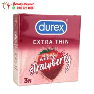 Extra Thin condom, Durex Extra Thin Wild Strawberry Flavoured Condoms for Men - 3 condoms