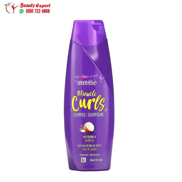 شامبو اوسي ميركل بزيت جوز الهند والجوجوبا Aussie, Miracle Curls لترطيب الشعر المجعد 360 مل