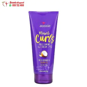 أوسي ميراكل كيرلز كريم ترطيب التجعد بزيت جوز الهند والجوجوبا (193 جم) Aussie Miracle Curls Frizz Taming Cream with Coconut & Jojoba Oil